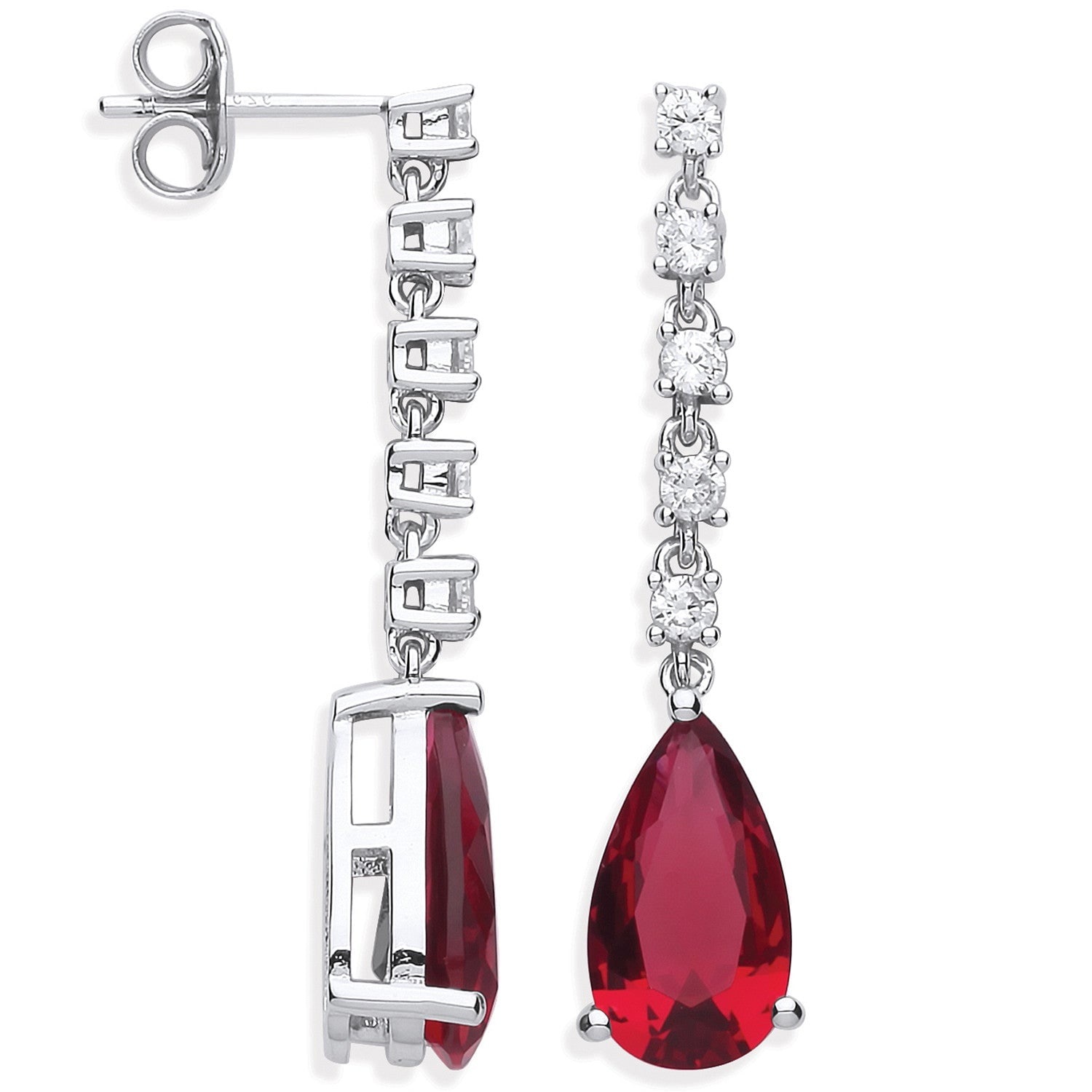 Women&rsquo;s Red / Silver Ruby Radiance Sterling Silver Earrings | Mejoma