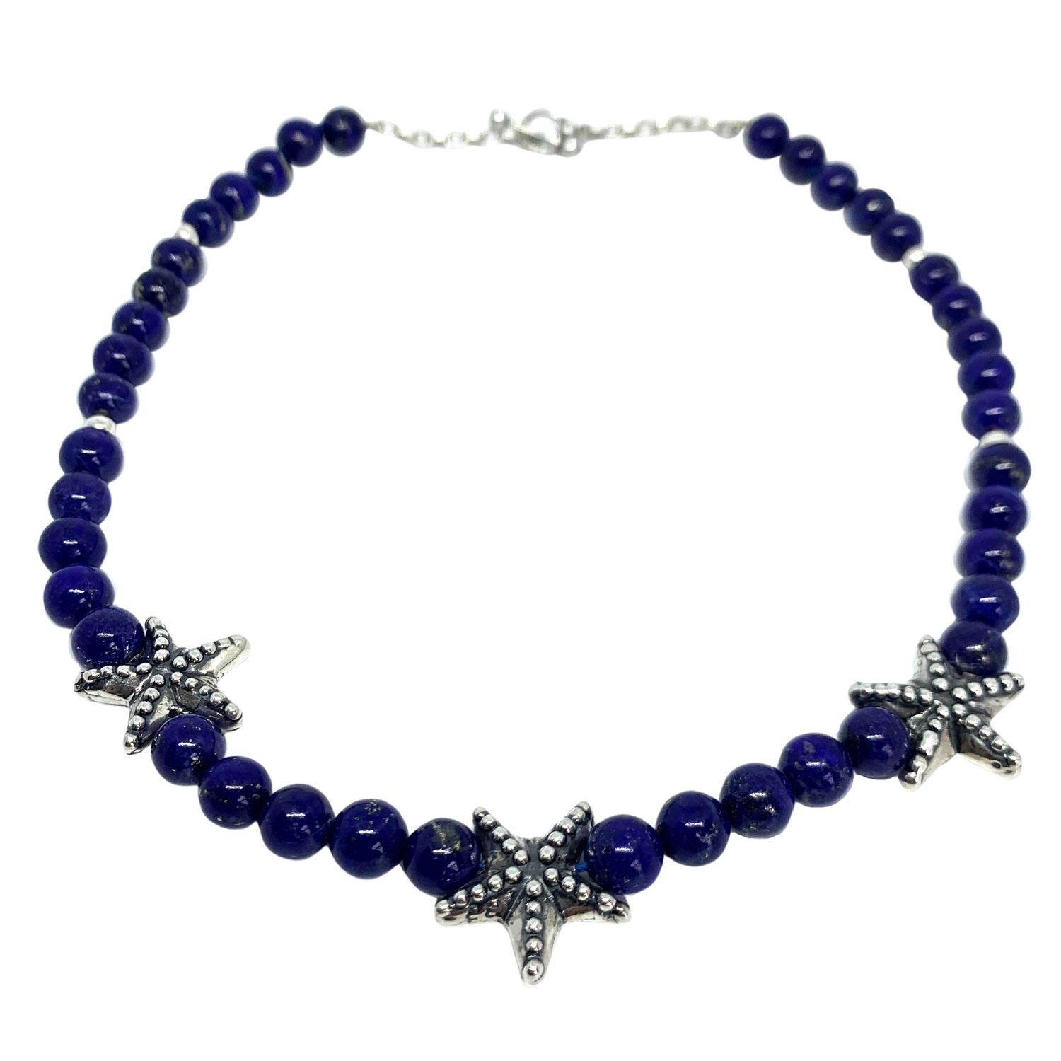 Tg-jewellery By Tamara Gervasio Women's Silver / Blue Starfish Lapis Beads Silver Necklace One Of A Kind