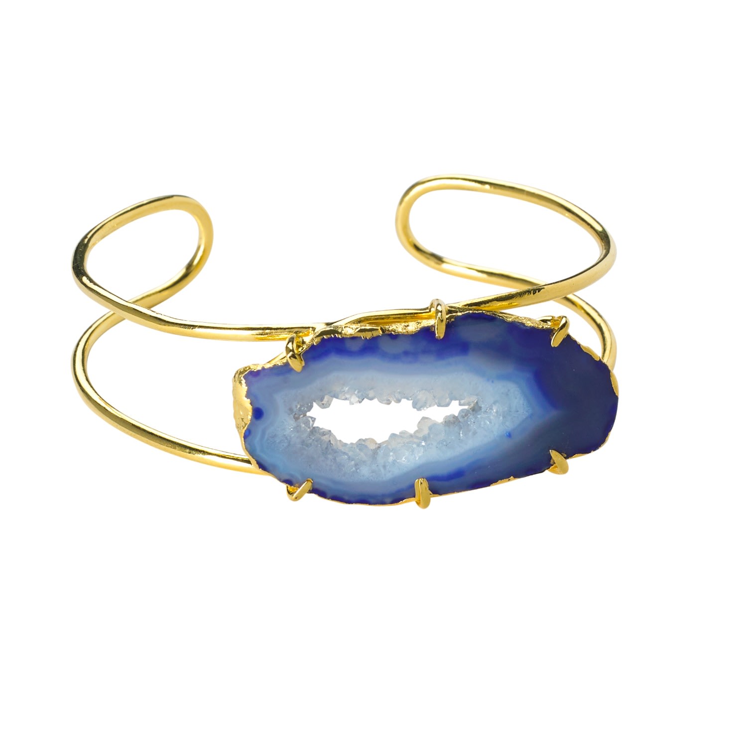 Women’s Blue / Gold Cobalt Blue Gemstone Deep Love Gold Cuff Bracelet Yaa Yaa London