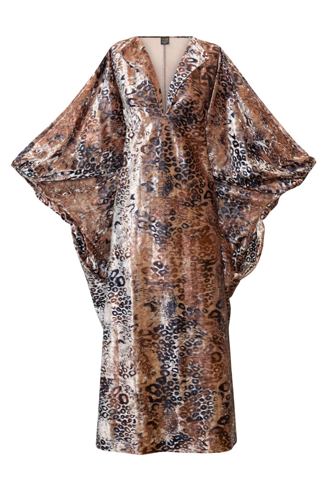 Byvinnik Neutrals / Gold / Brown Glissando Kaftan In Leopard Lady Velvet In Multi