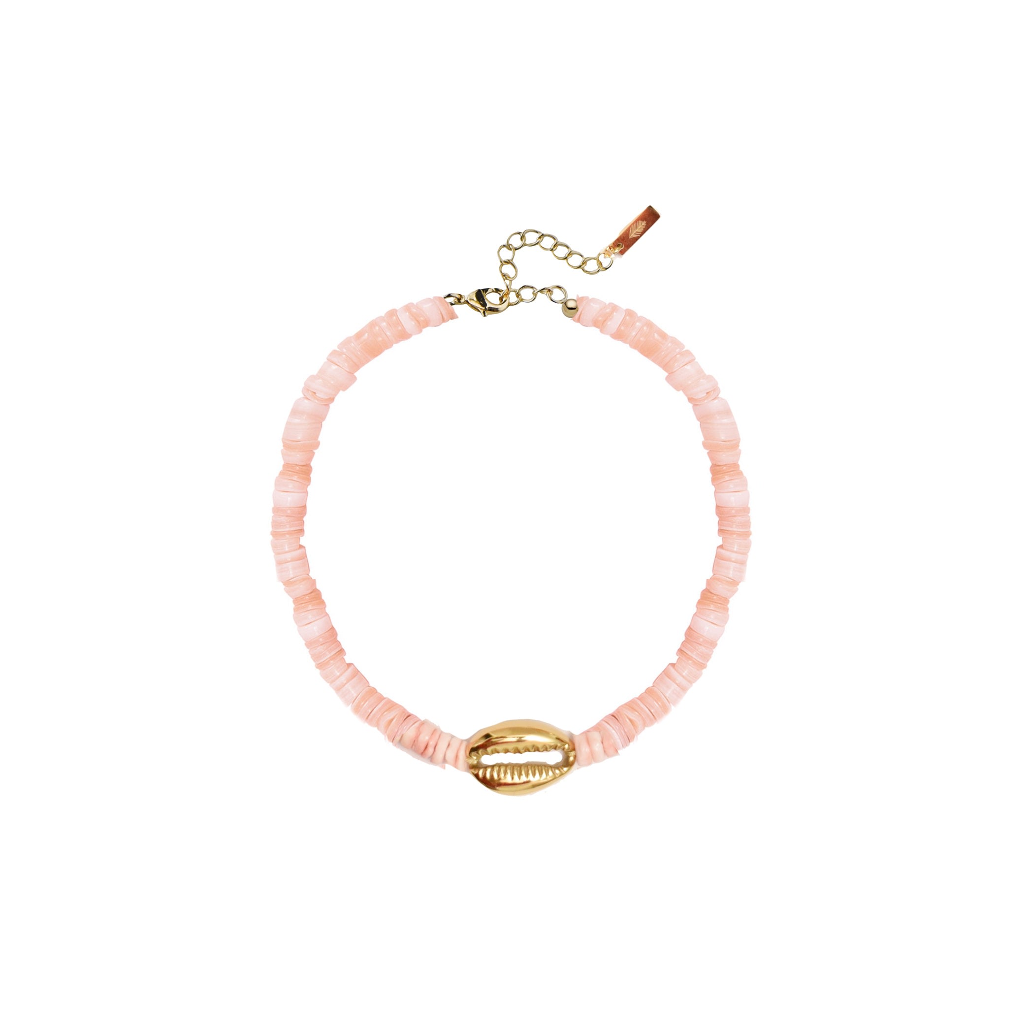 Adriana Pappas Designs Women's Heishi Mini Gold Shell Anklet - Pink In Multi