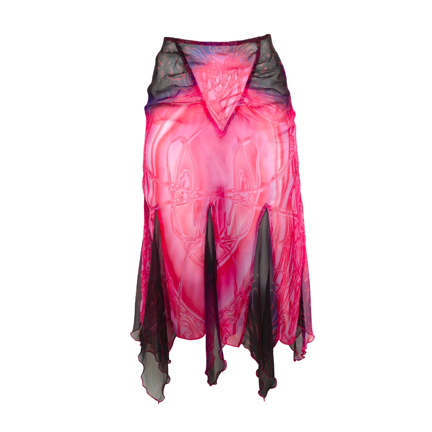 Women's Red Cherry Crystal Chiffon Skirt | Large | Paloma Lira