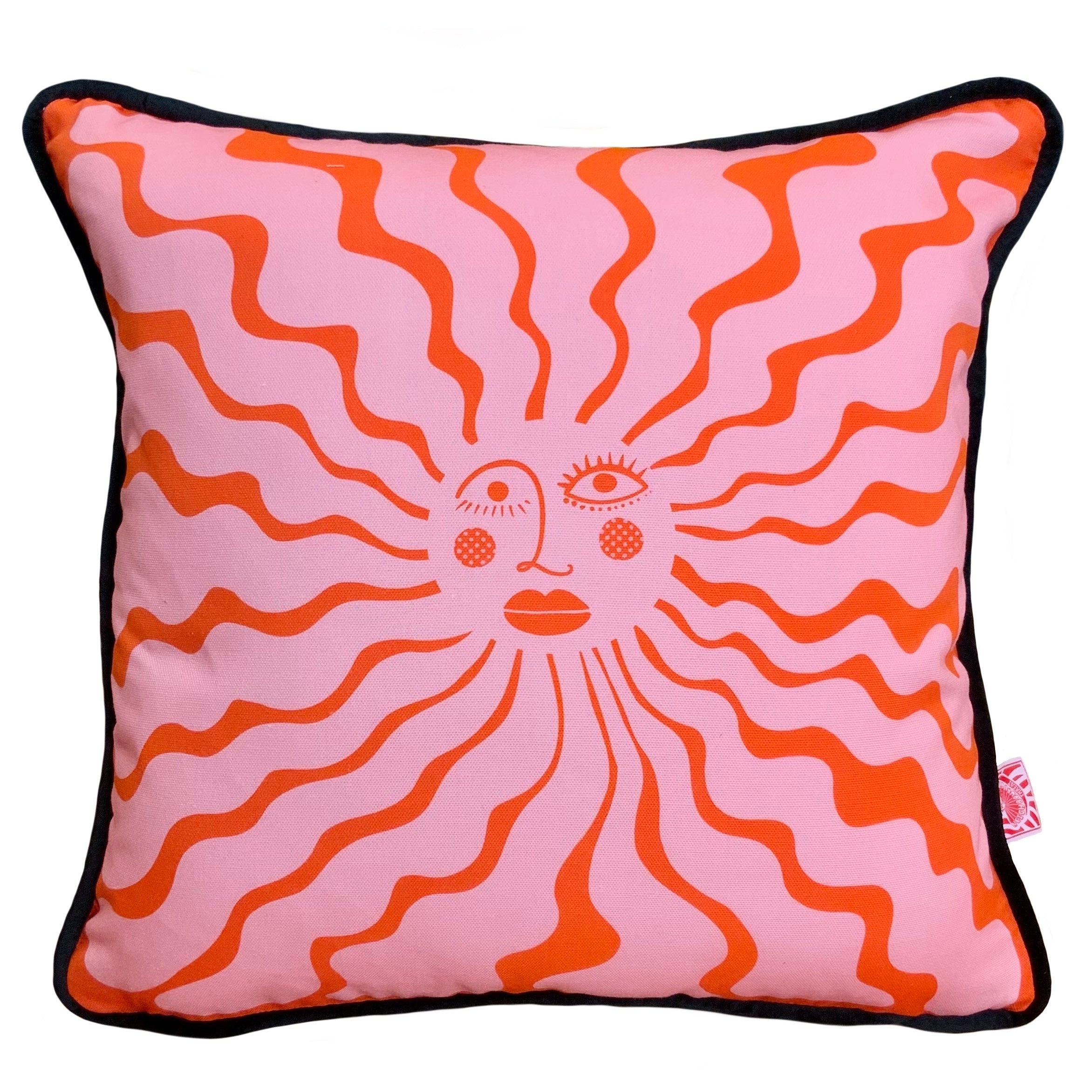 Wavy Sunshine Cushion - Orange/Pink One Size The Neighbourhood Threat