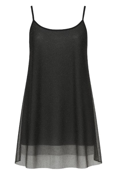 Conquista Women's Black Sheer Layer Mini Dress In Black