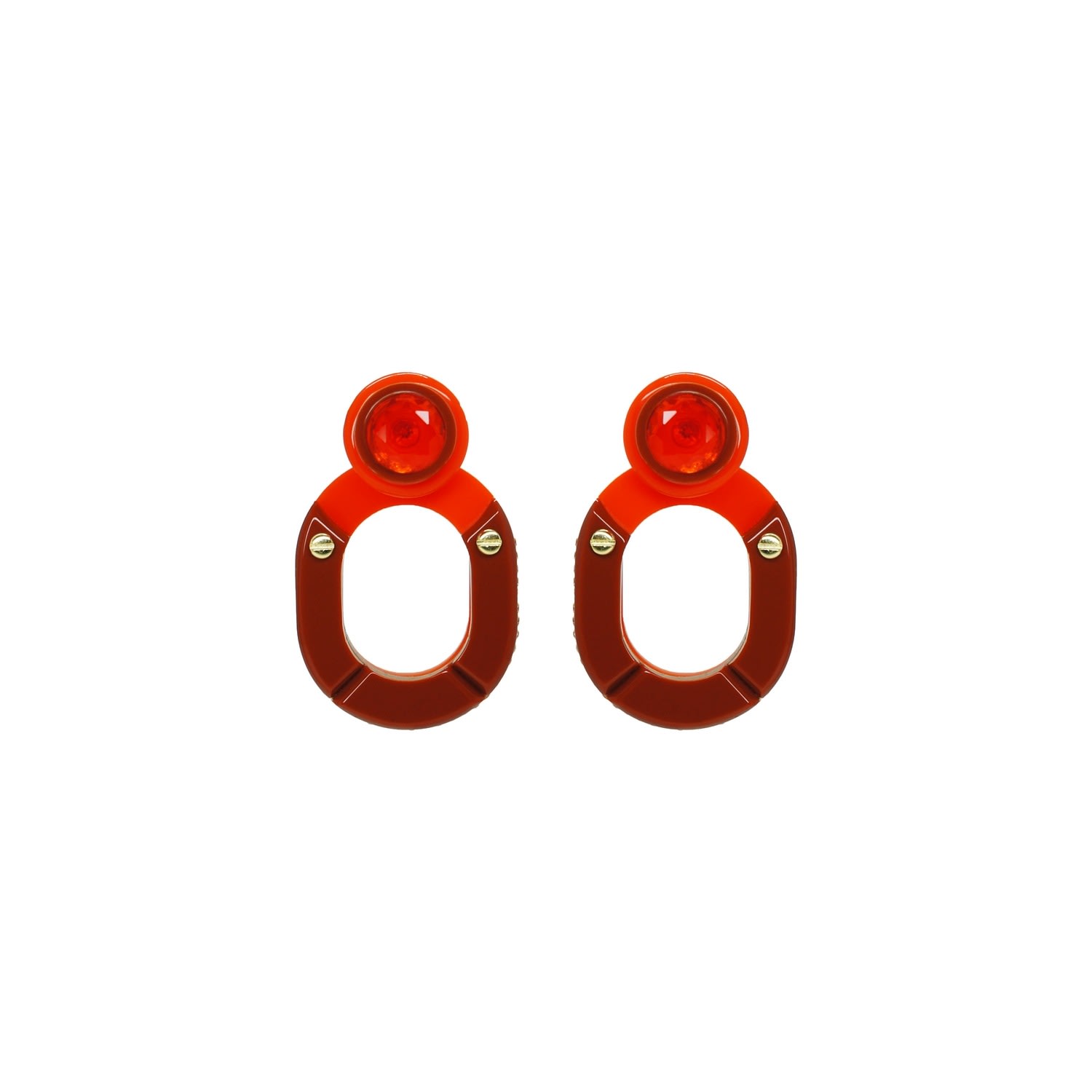 Gissa Bicalho Women's Red Handmade Acrylic Earring Kit Stone Hoop And Pendant Cinnamon