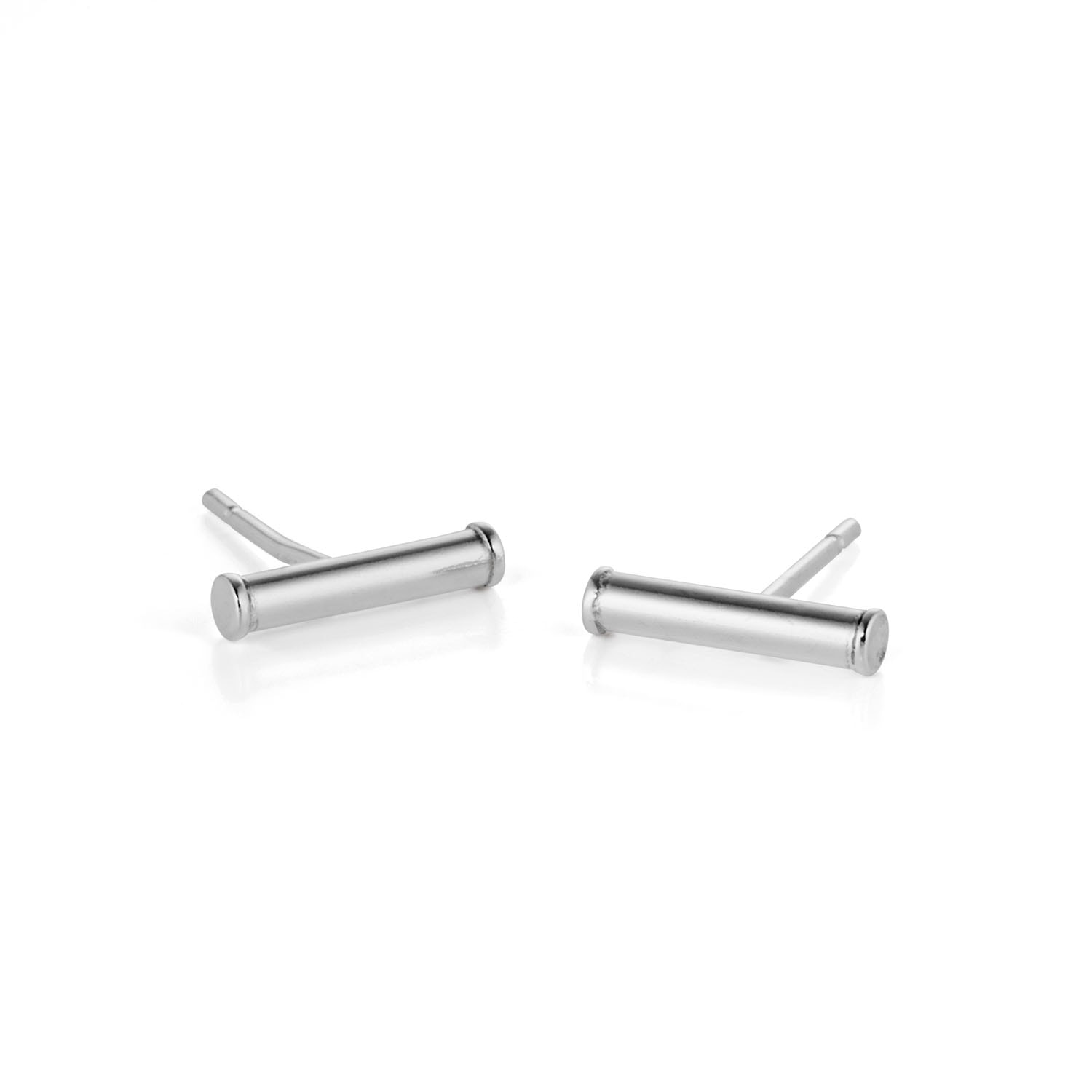 Nellou Jewellery Women's Bar Stud Earrings Sterling Silver In Silver