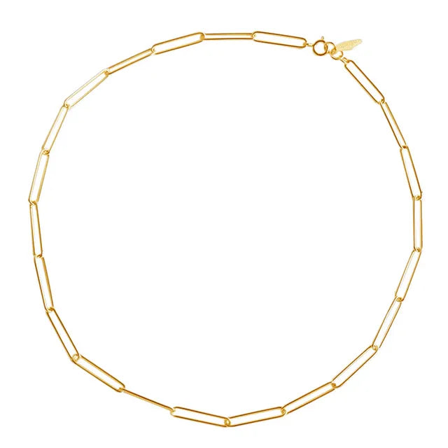 Nazzar Women's Gold Paperclip Link Chain Necklace