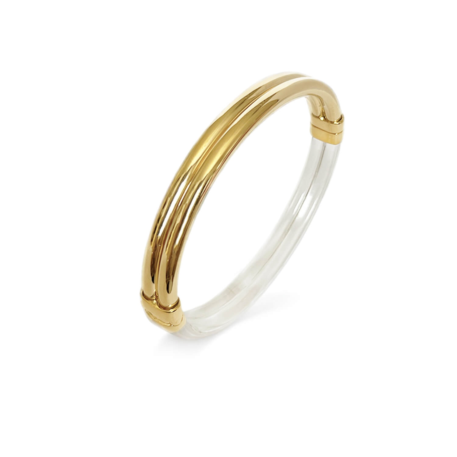 Women&rsquo;s Gold Ridge Lucite Hinge Bangle In Clear | Gold & Honey