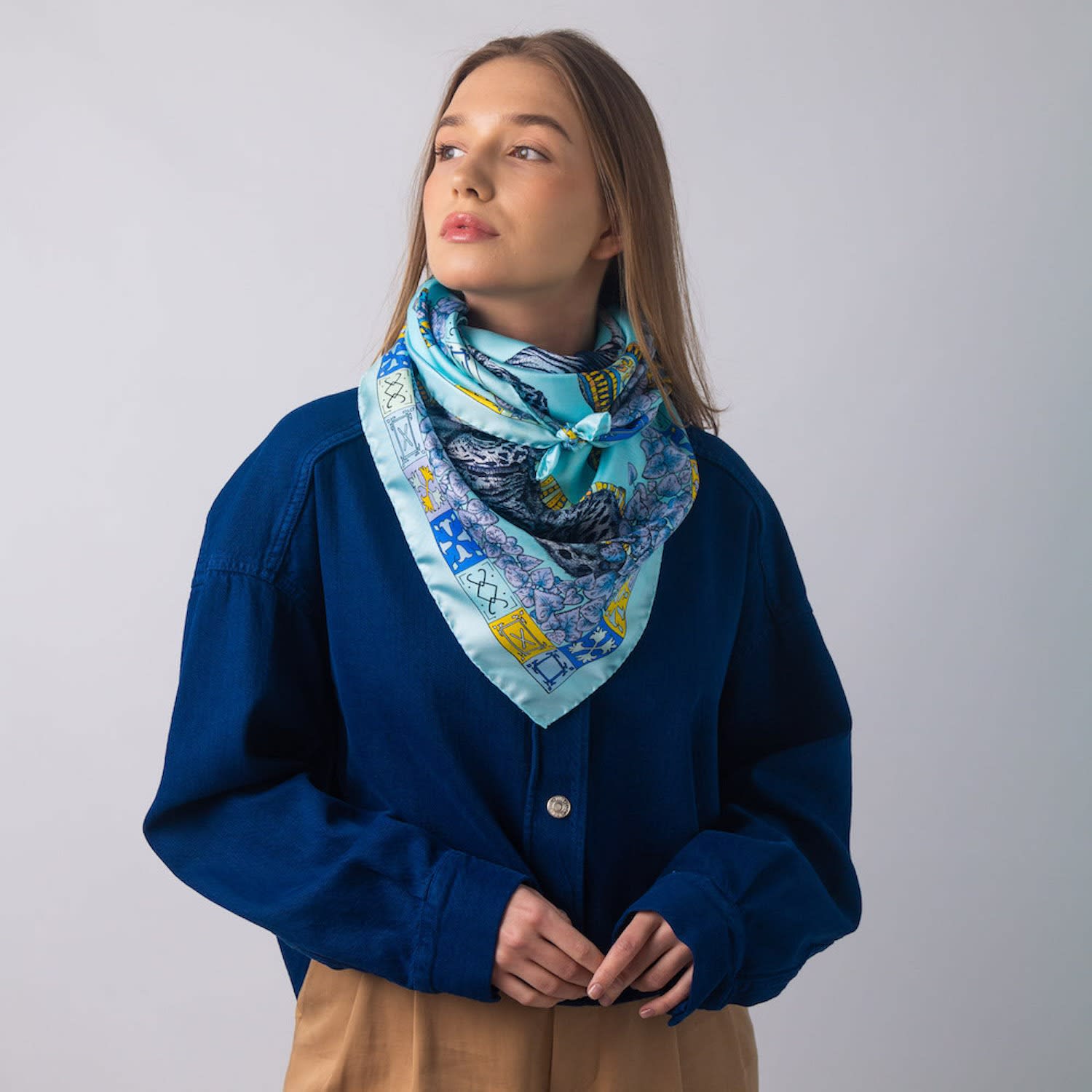 Elina blue silk scarf