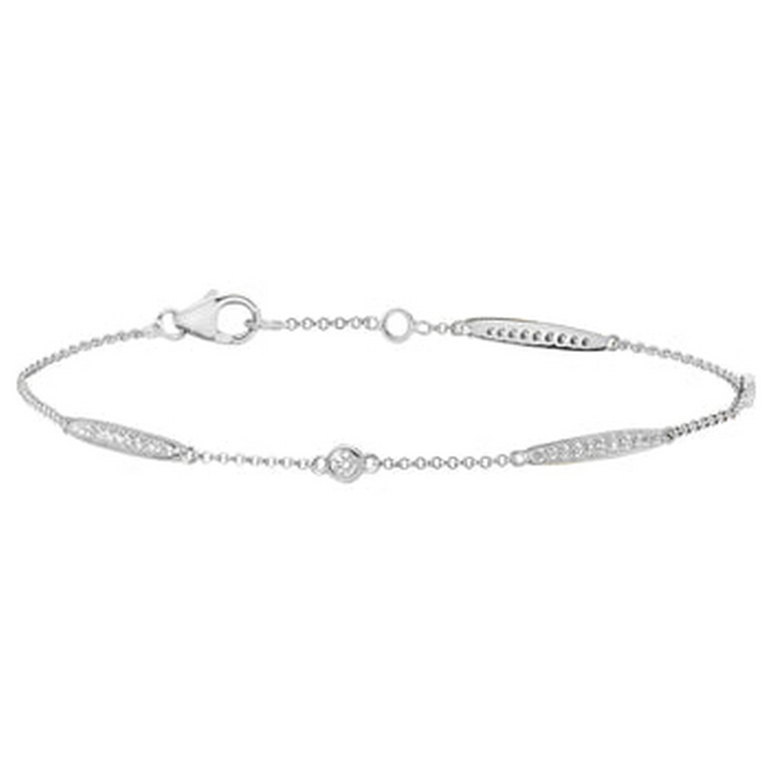 Cervin Blanc Women's Diamond Rubover And Pave Set Bracelet In White Gold