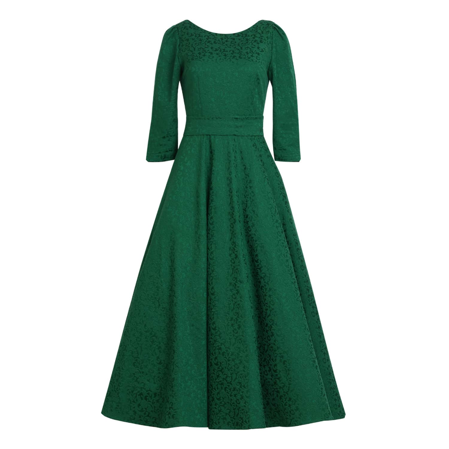 green jacquard dress