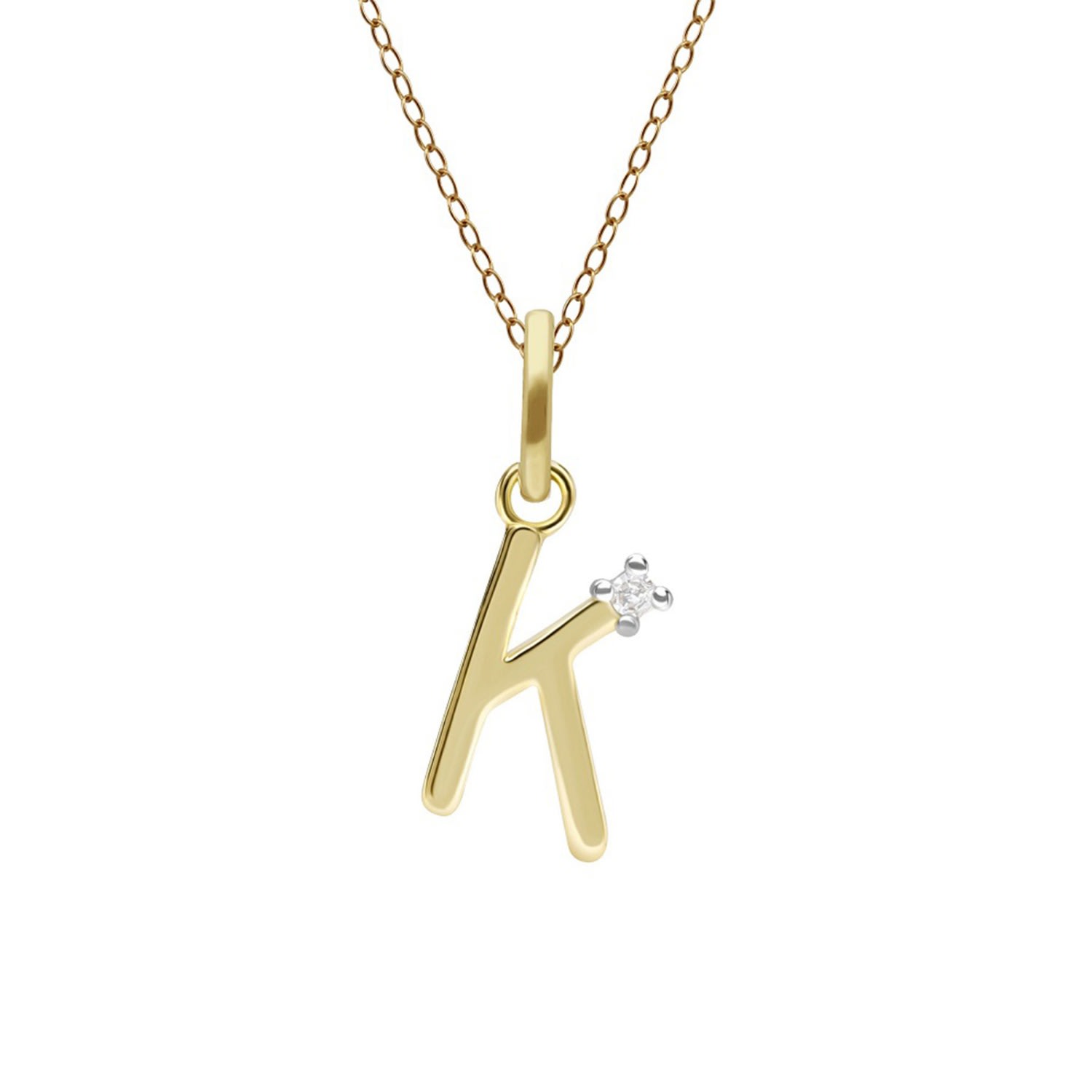 Women’s Gold / White Initial K Diamond Necklace In Yellow Gold Gemondo