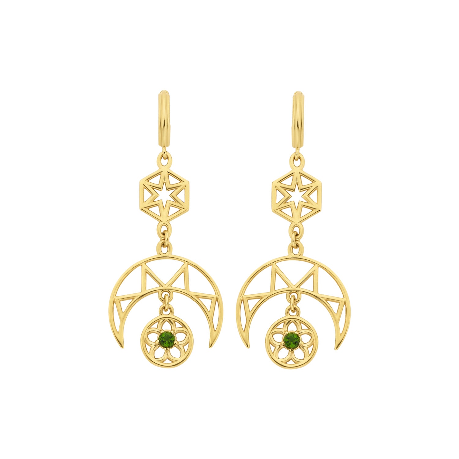 Zoe And Morgan Women's Gold / Green Balance Earrings Gold