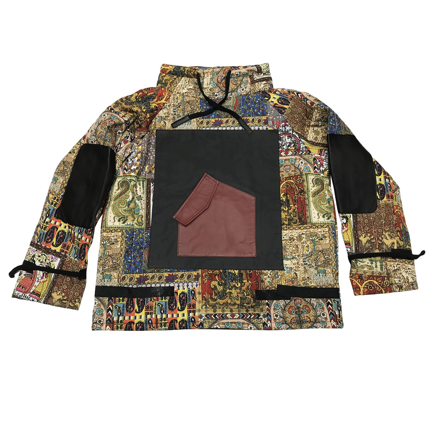 Zasta Studio Women's Square Hoody Empire Cotton & Leather Hybrid Sweatshirt In Black
