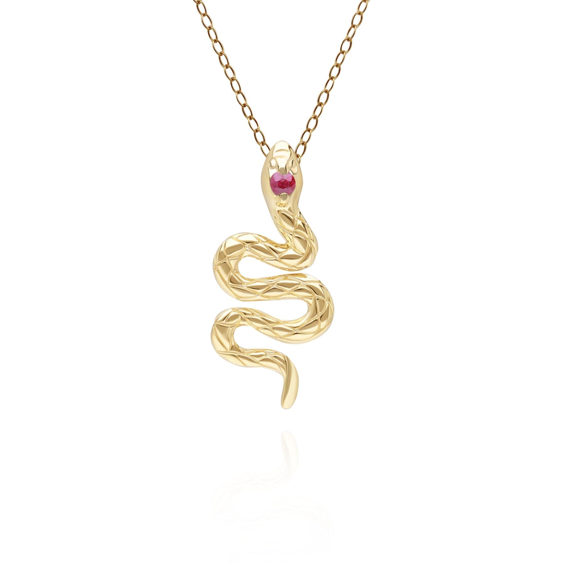 Women’s Gold / Red Ruby Snake Wrap Pendant In Yellow Gold Gemondo