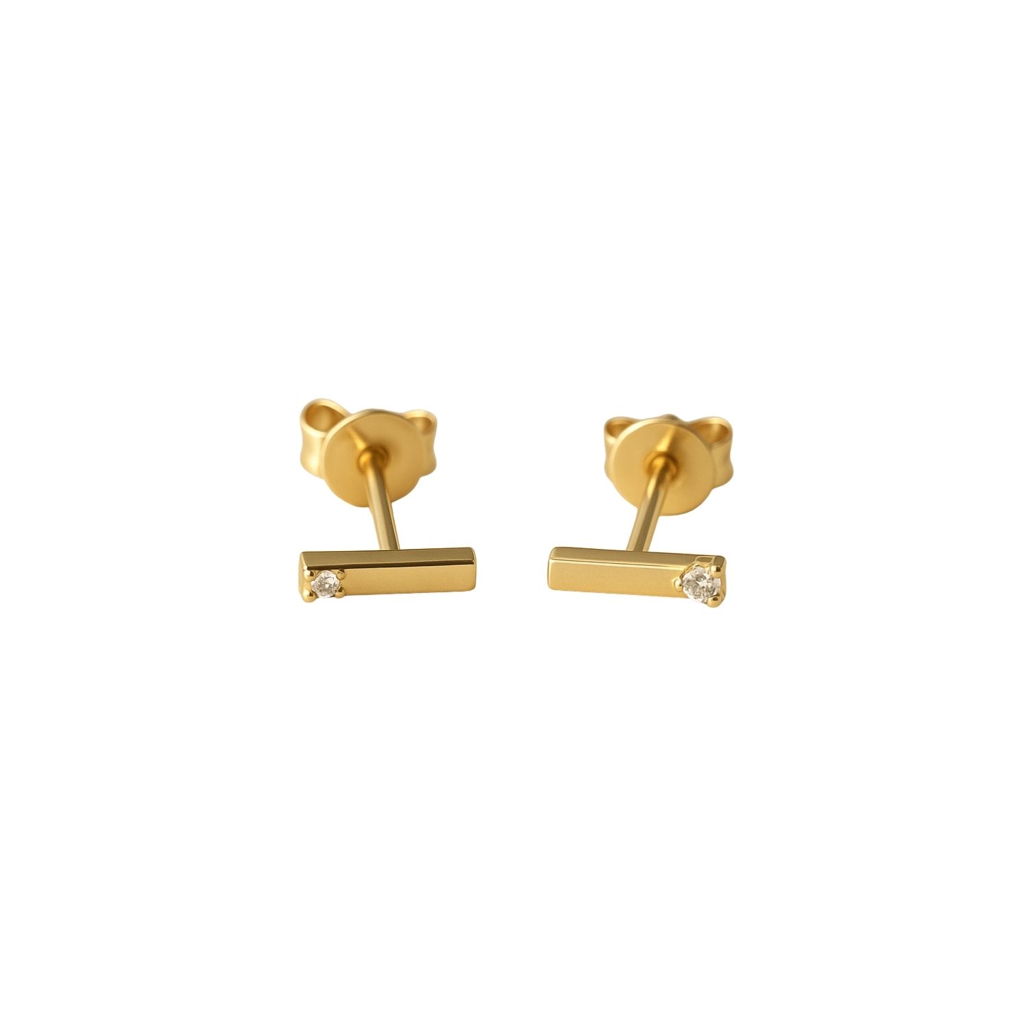 Lily Flo Jewellery Women's Gold Light Line Petite Bar Diamond Studs In Gold