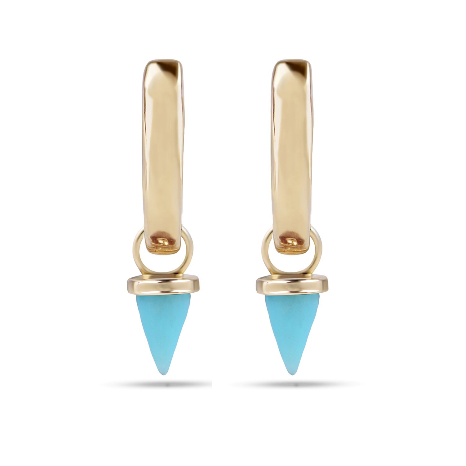 Women’s Gold / Blue Mini Turquoise Spike Hoop Earrings 9K Gold Zohreh V. Jewellery