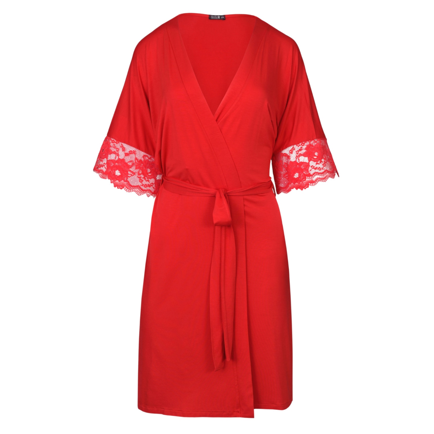 Women’s Elegant Robe - Viscose And Lace - Red Xxl/3Xl Oh!Zuza Night & Day