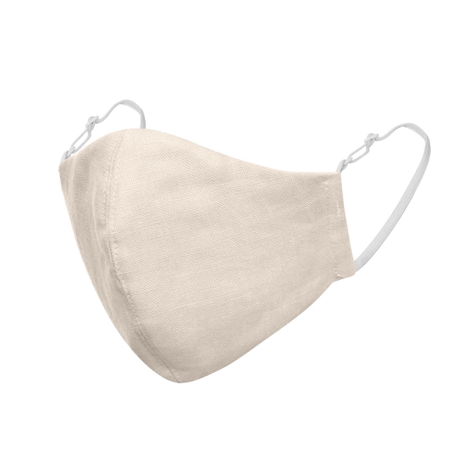 Light Cream Linen Cotton Face Mask With Filter Pocket Unlined Wolf Badger
