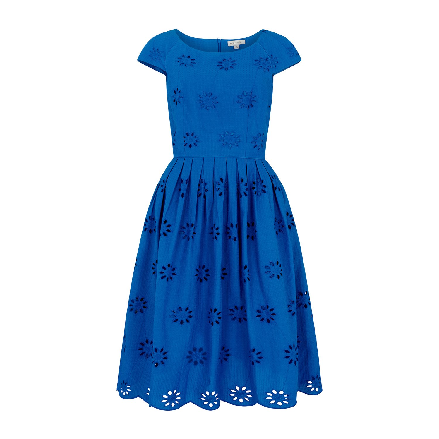 Women’s Claudia Floral Broderie Brilliant Blue Dress Small Emily and Fin