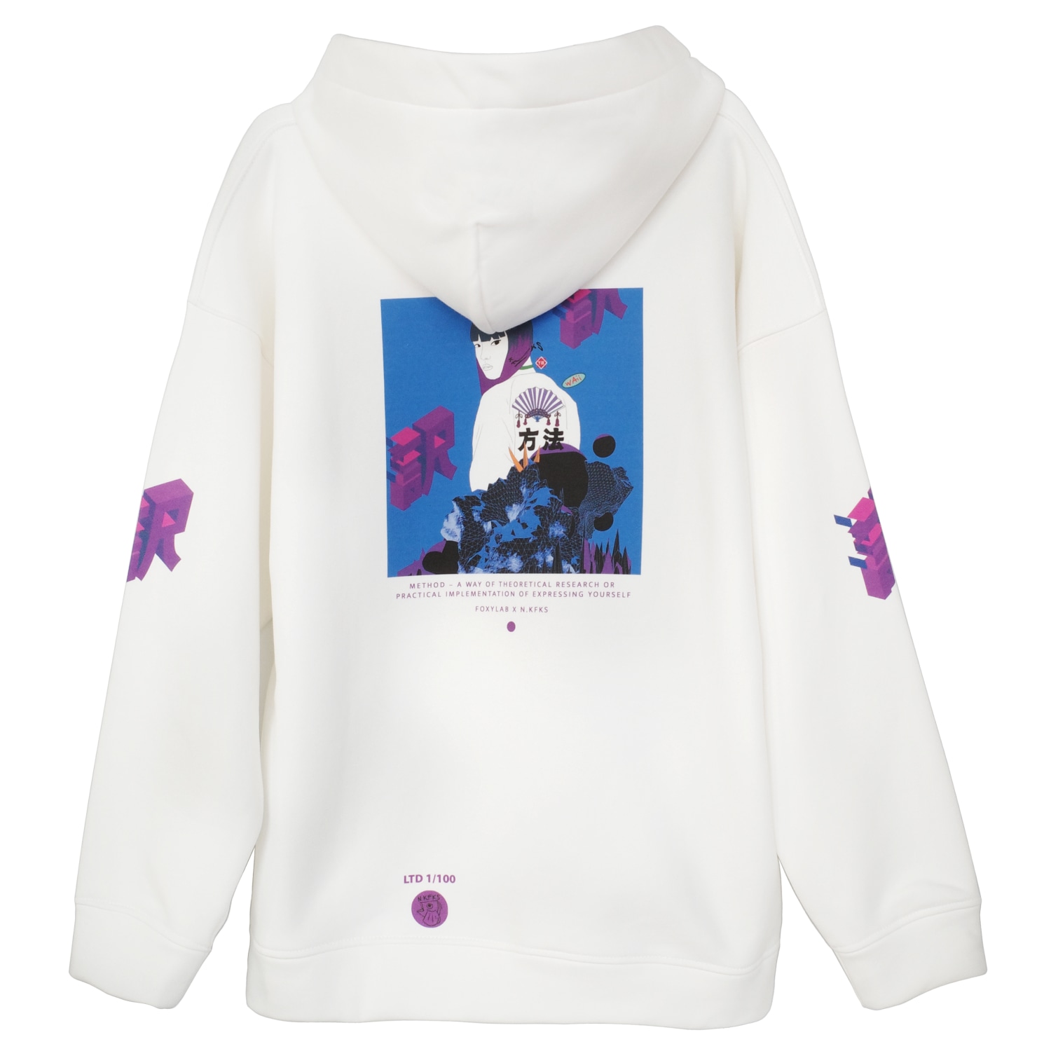 Foxylab New York Women's Unisex White Hoodie Blue Method In White