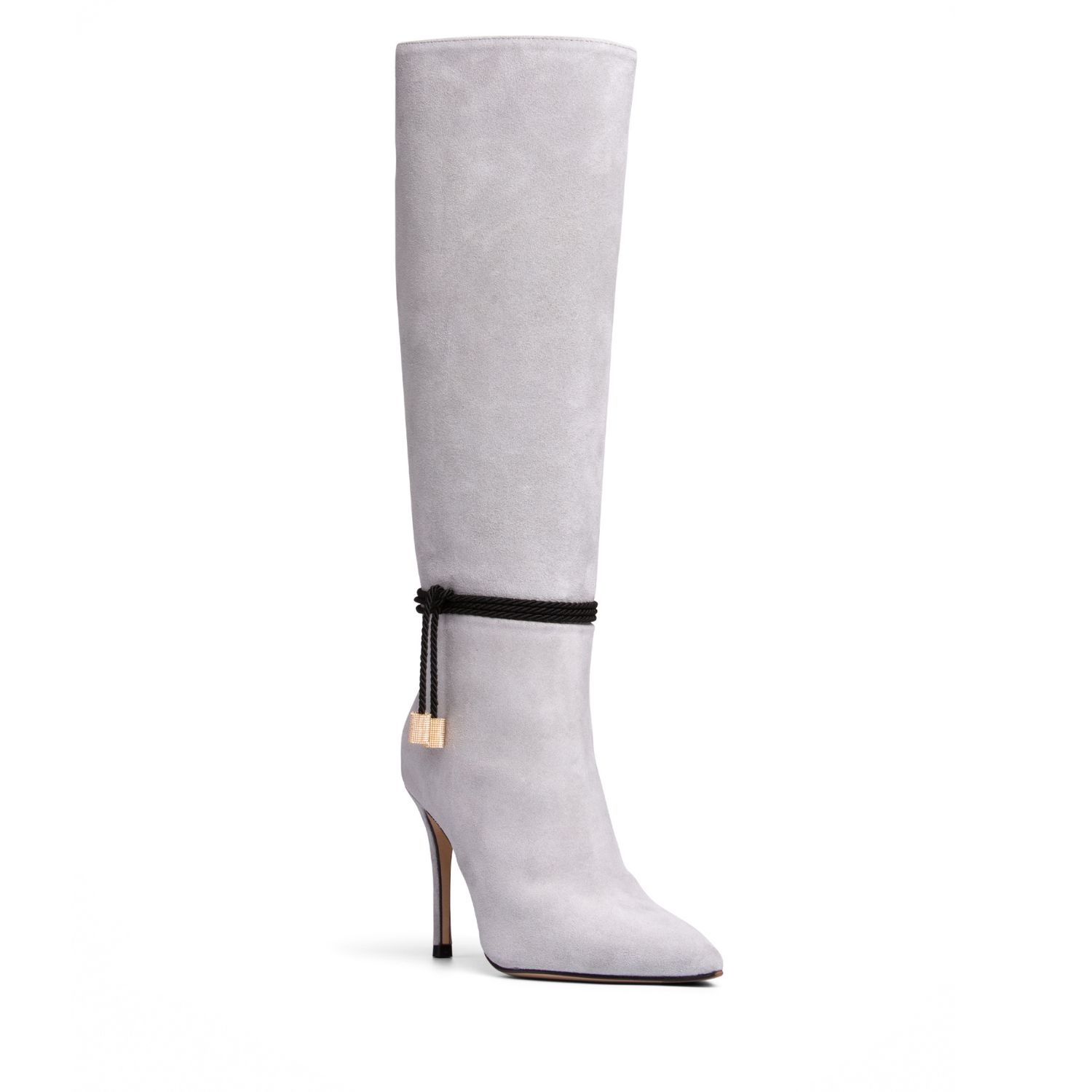 Beautiisoles By Robyn Shreiber Made In Italy Women's Lindsay Grey Suede Stiletto Tall Boot Comfortable & Elegant For Day & Night Wear In Grey