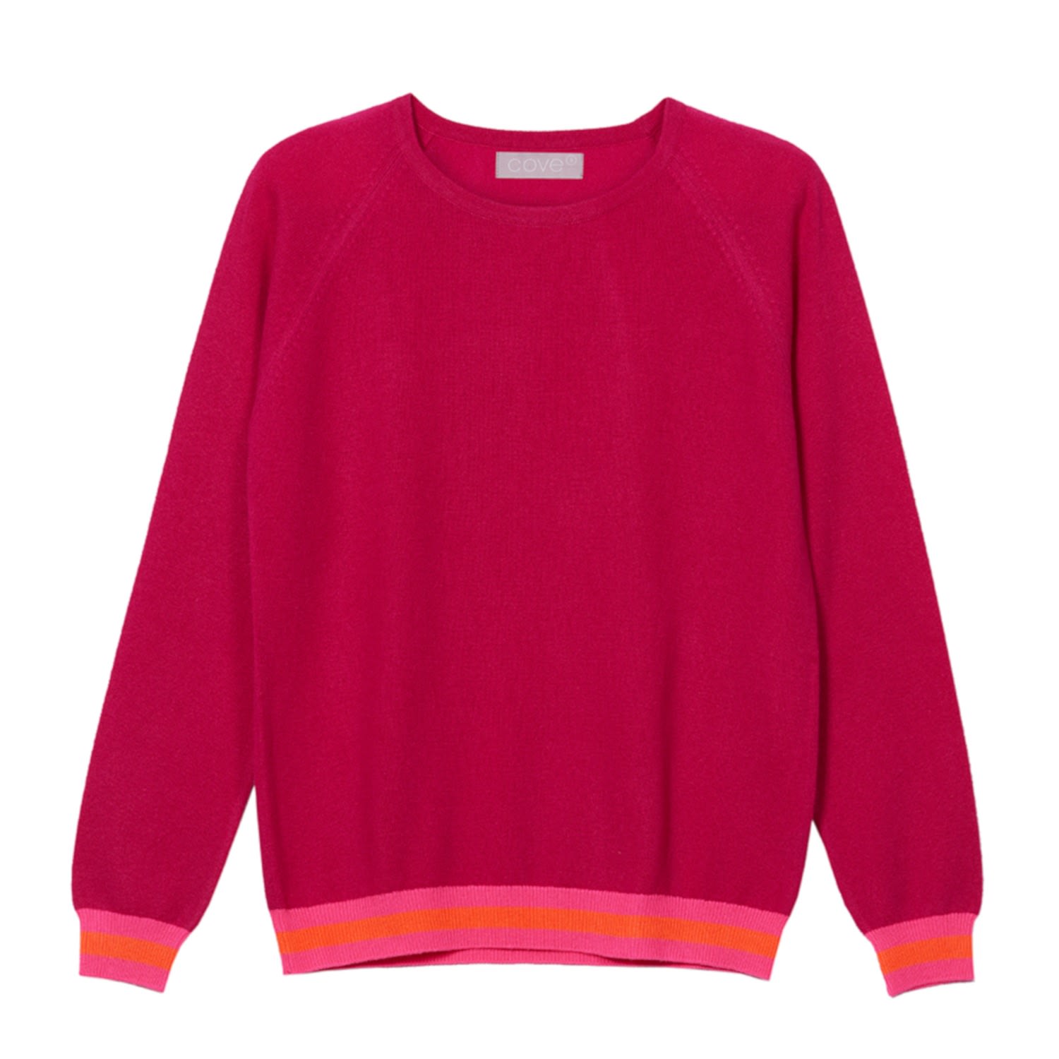 Cove Women's Pink / Purple Pink Cashmere Jumper With Neon Stripes In Pink/purple