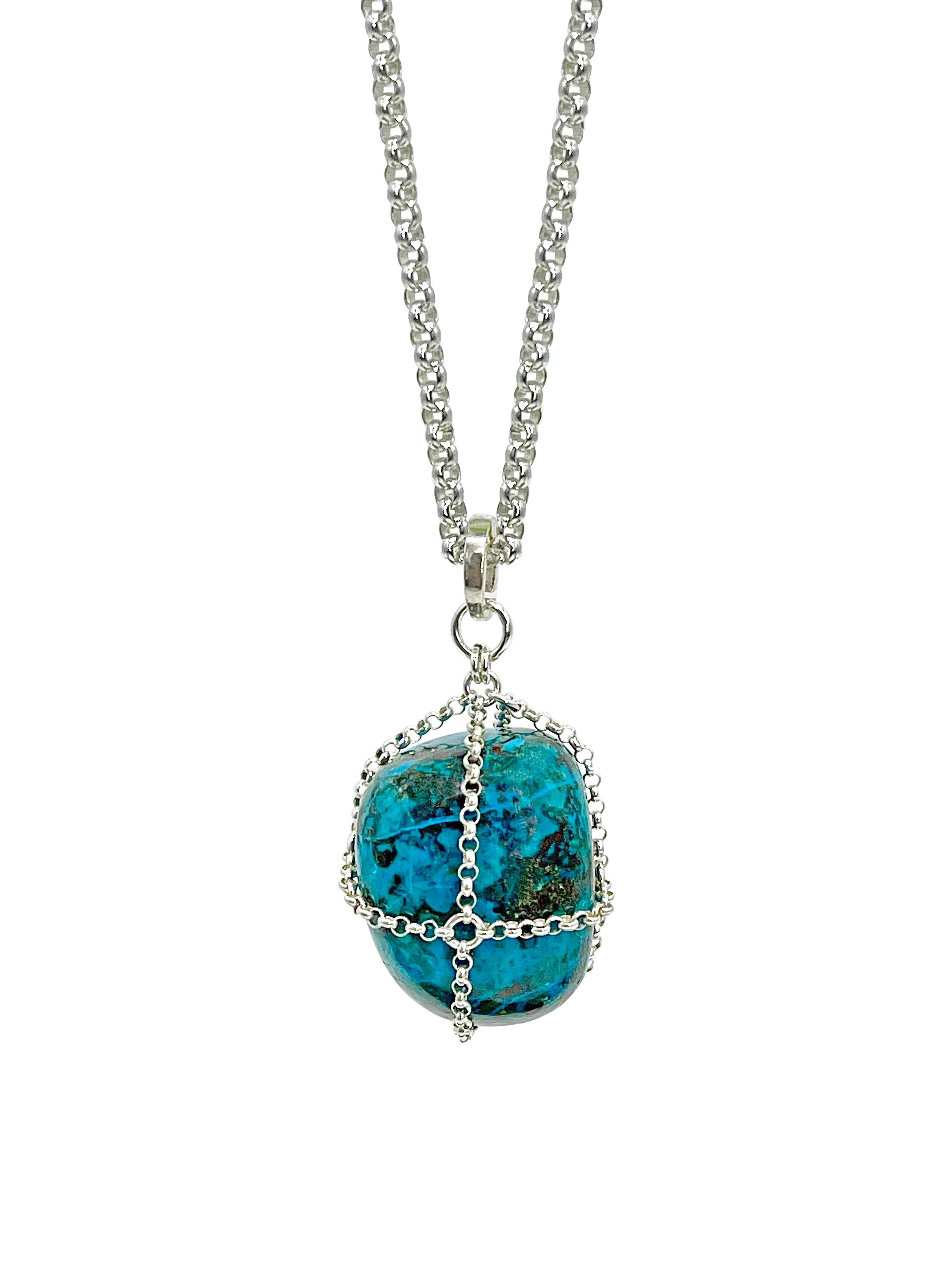 Mhart Women's Silver Turquoise Stone Pendant