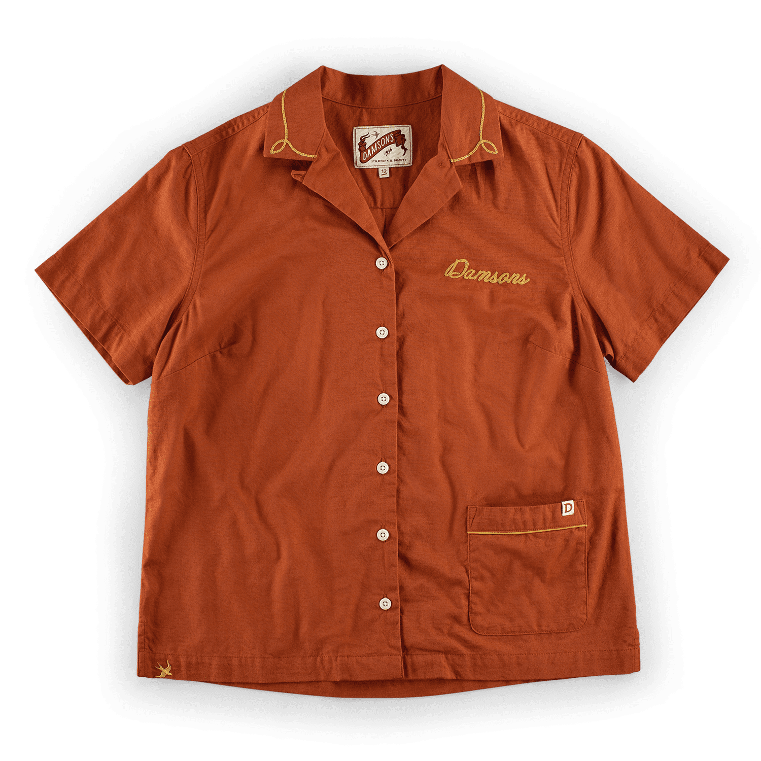 Damsons Double Bowling Shirt Burnt Orange by Damsons