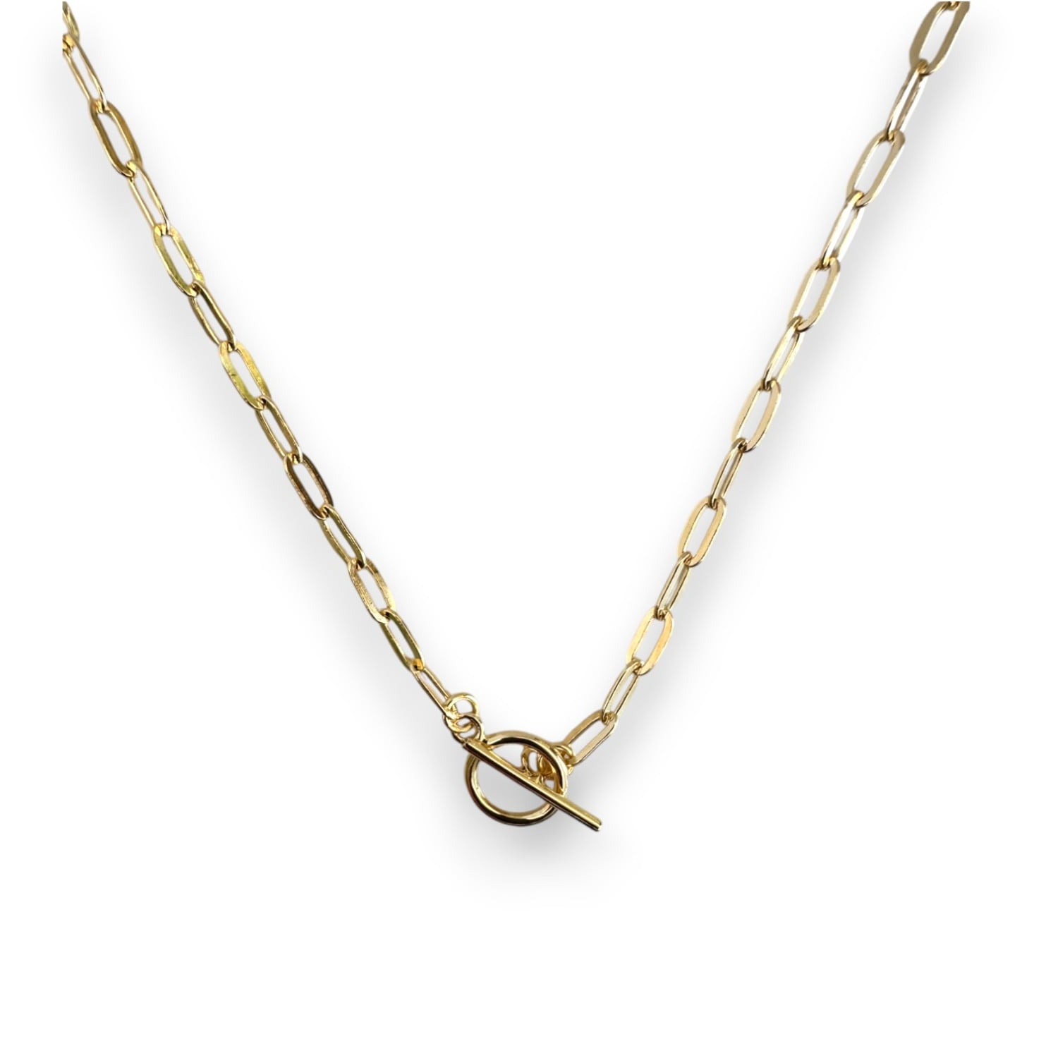 Clemence Wren Women's Toggle T-bar Paperclip Chain Necklace - Gold