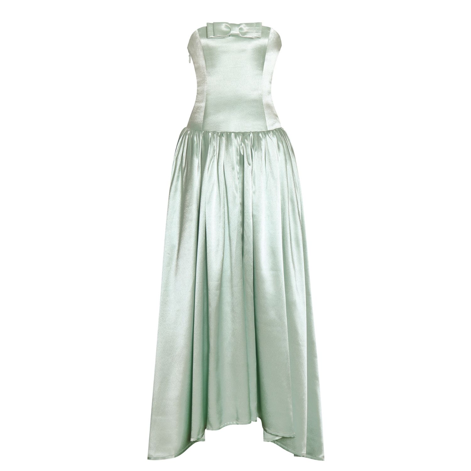 Miss Circle New York Women's Lael Mint Green Back Button Trailing Gown In Green