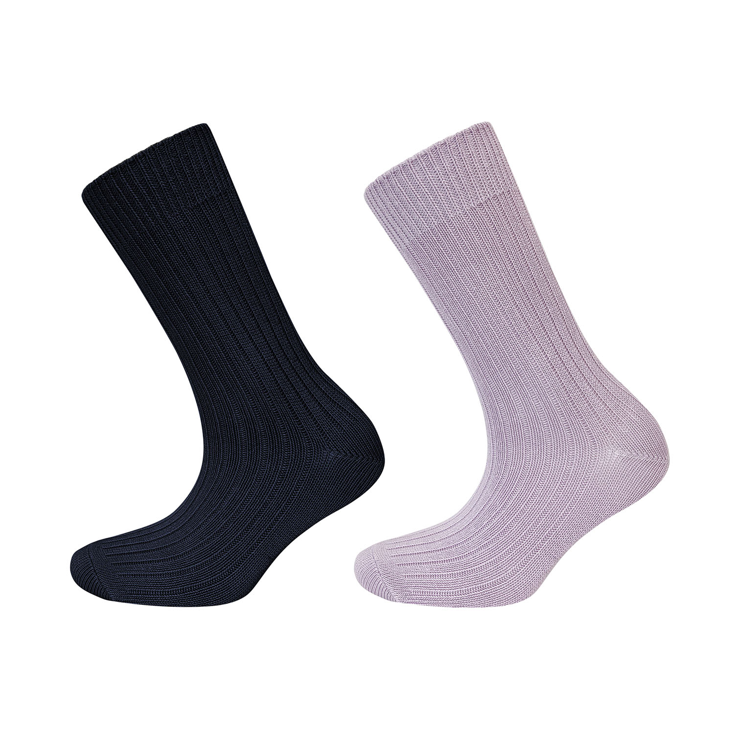 Women’s Black / Pink / Purple Lilac & Black Ribbed Bamboo Boot Socks Greentreat