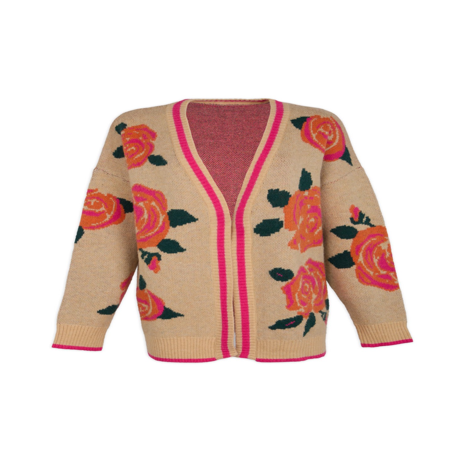 Saachi Women's White Flower Print Cream Cardigan In White