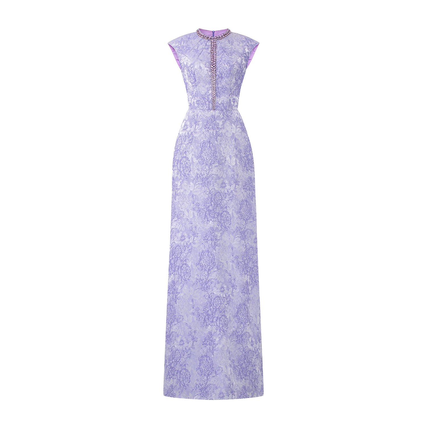 Women’s Pink / Purple Violet A-Line Brocade Gown With Embellished Round Neck Small I. h.f Atelier