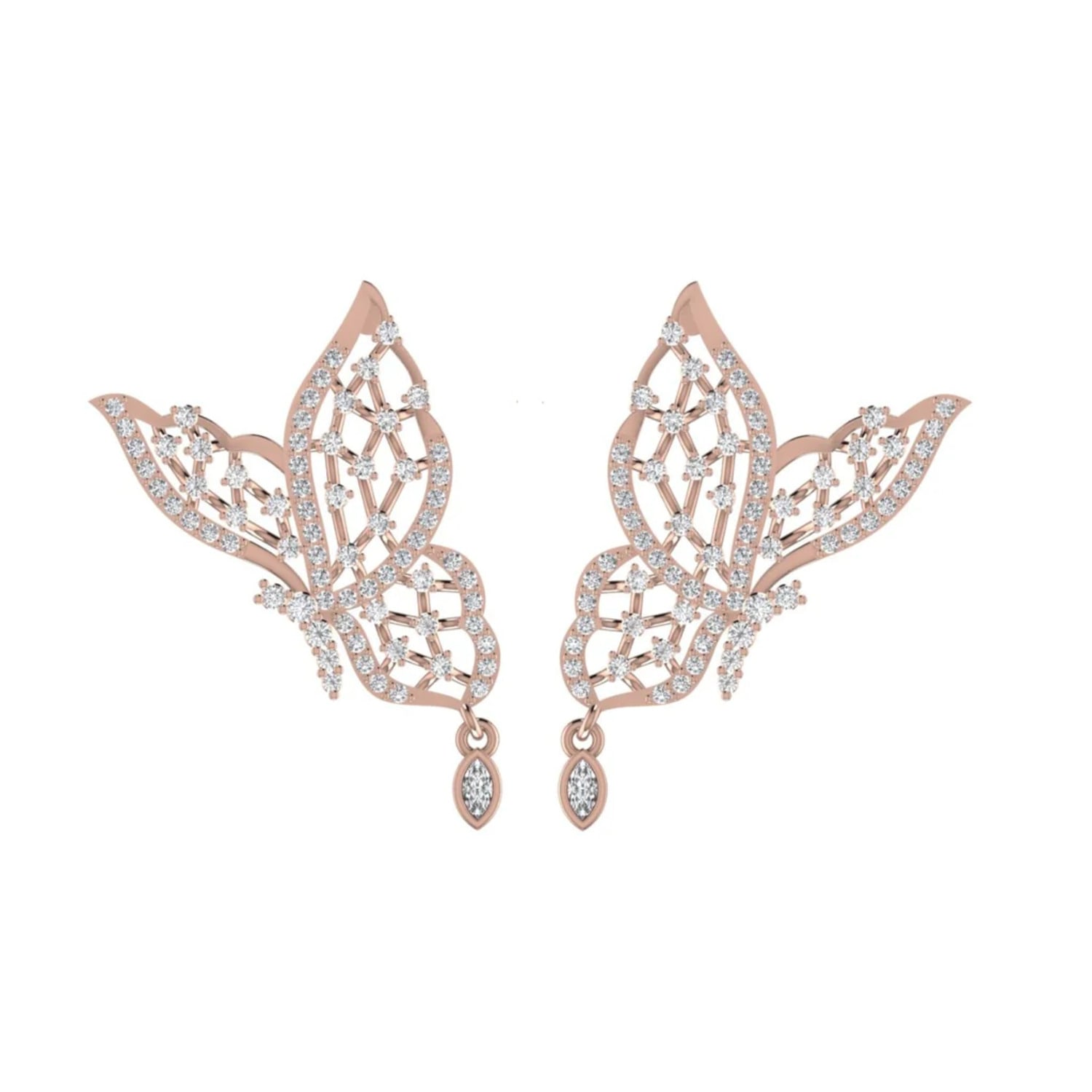 Cervin Blanc Women's Rose Gold & Half Carat Diamond Butterfly Earrings In Neutral