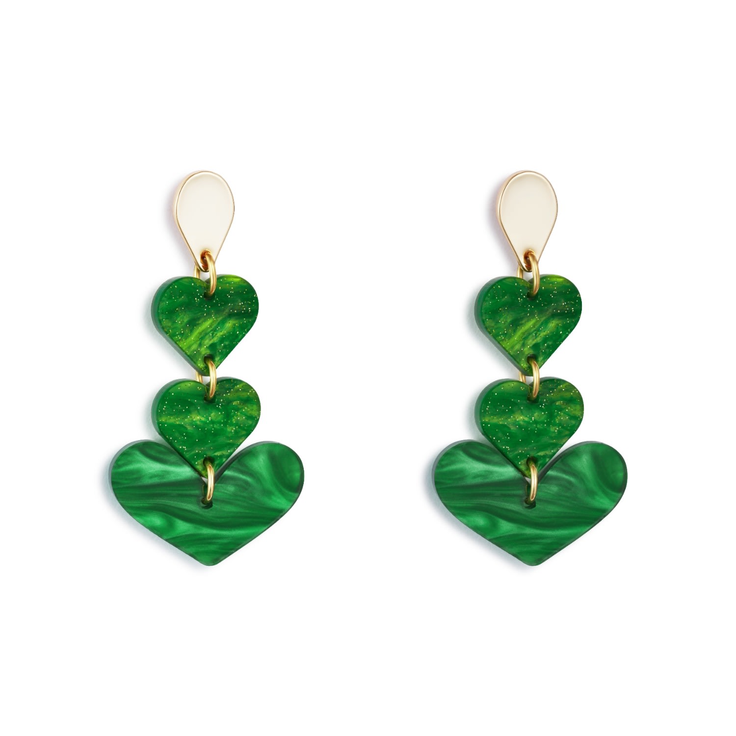 Toolally Women's Heart Drop Earrings - Grass Green In Green