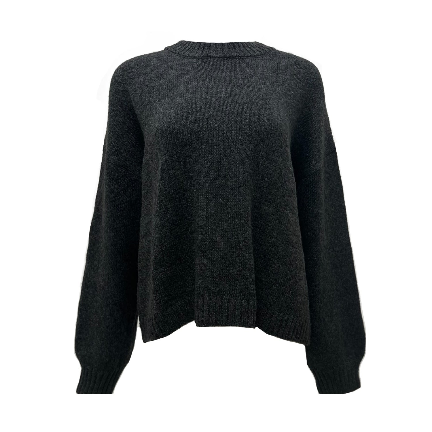 Earth Body Women's Grey Everest Drop Shoulder Knit Sweater In Dark Gray In Grey