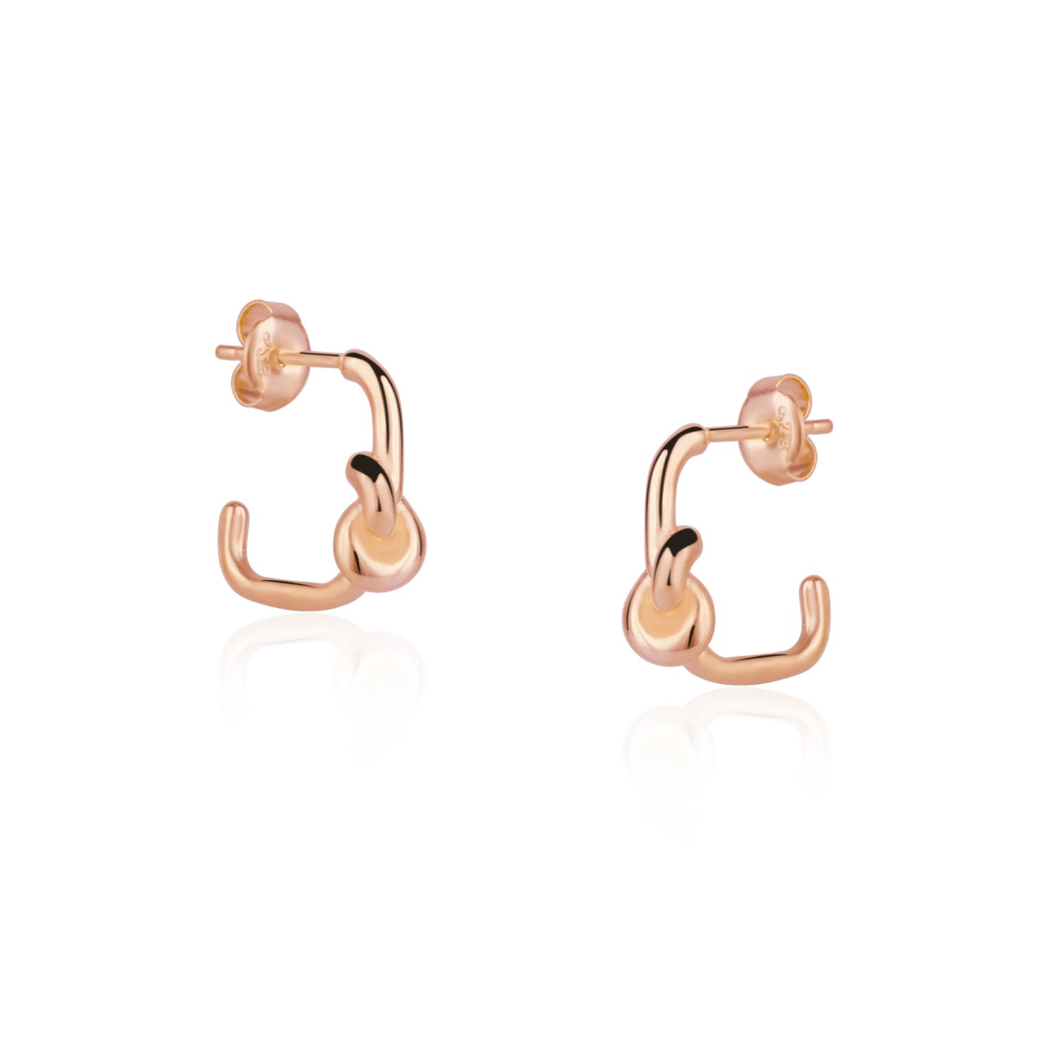 Spero London Women's Semi Hoop Knot Sterling Silver Earrings - Rose Gold