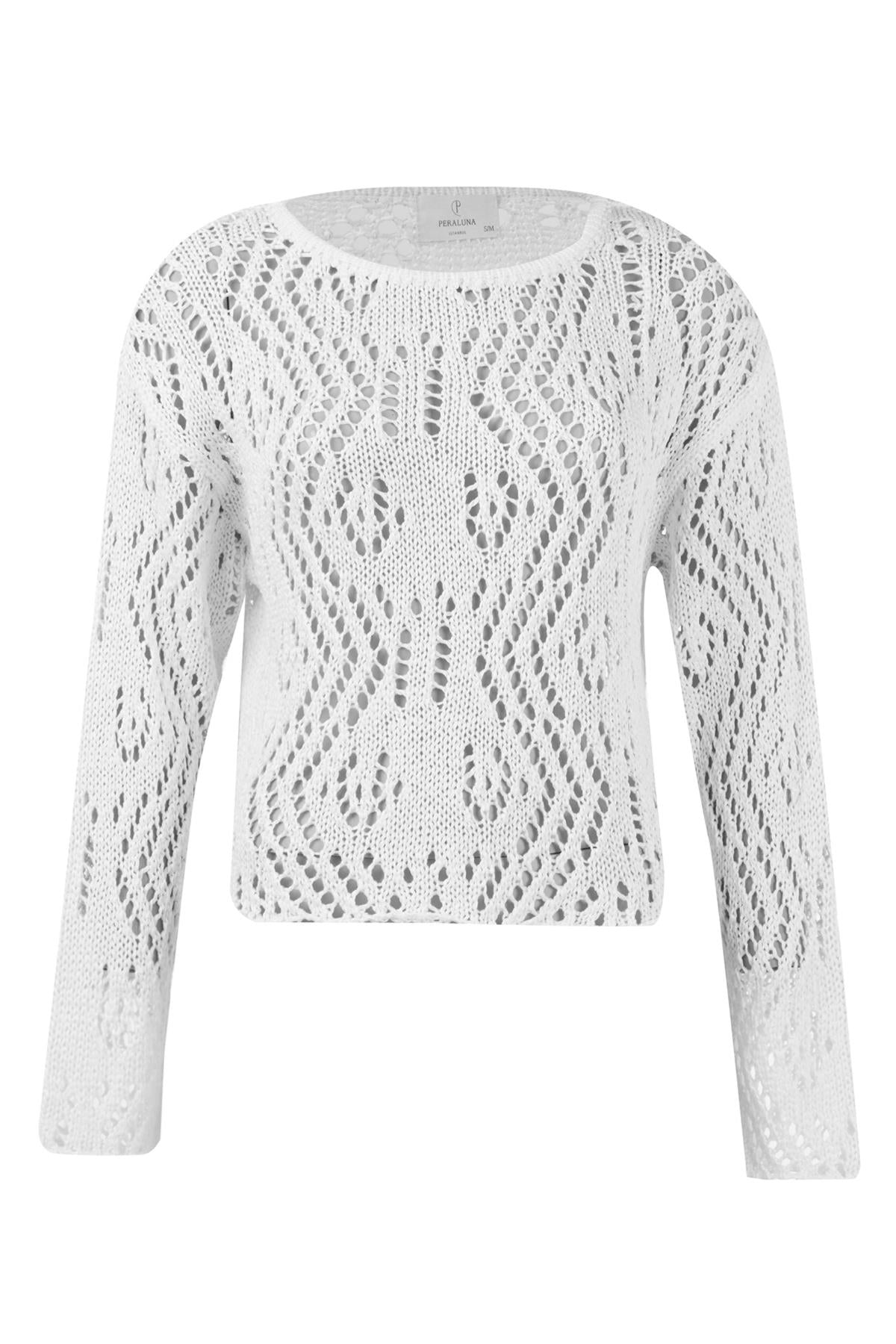 Peraluna Women's White Amy Top Openwork Knitted Blouse In Ecru In White