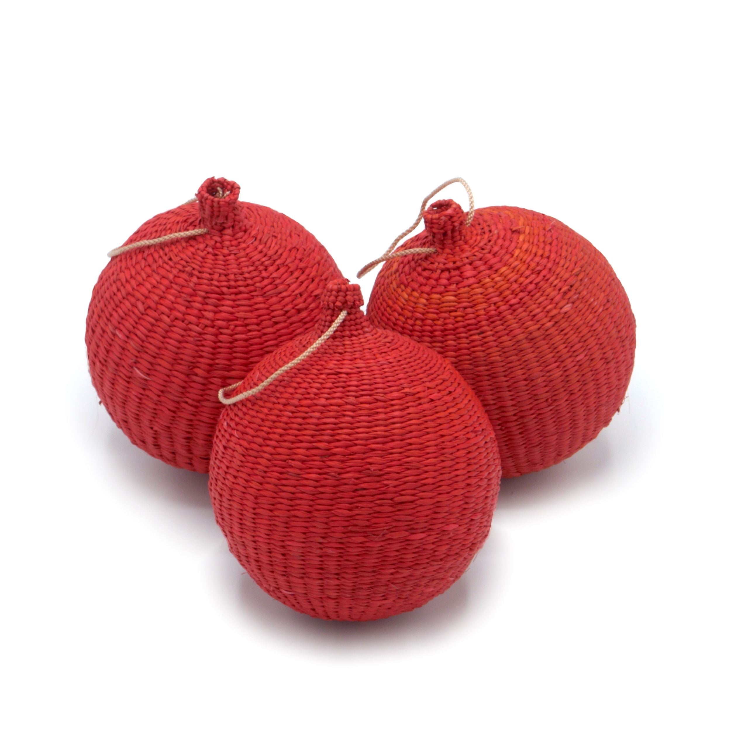 Red Christmas Tree Baubles Pack Of 3 - 8Cm Washein