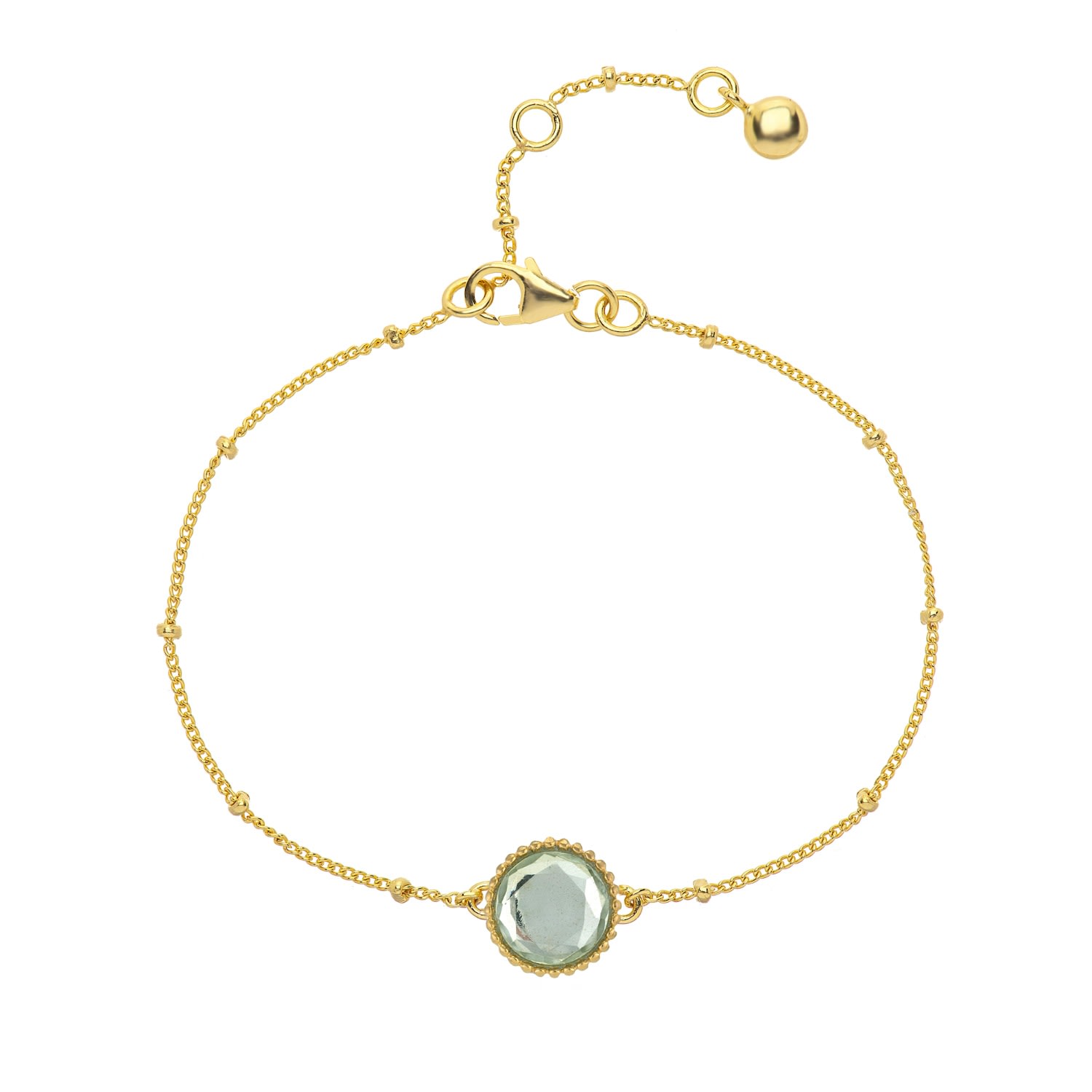 Women’s Green / Gold Barcelona August Green Amethyst Birthstone Bracelet | Auree Jewellery