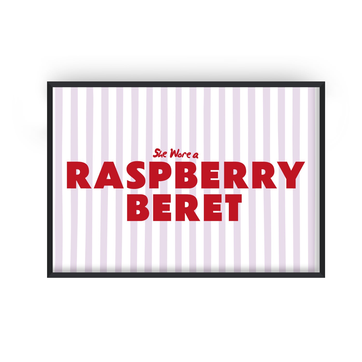 Fanclub Pink / Red Raspberry Beret Retro Music Giclée Horizontal Art Print A2 In Multi