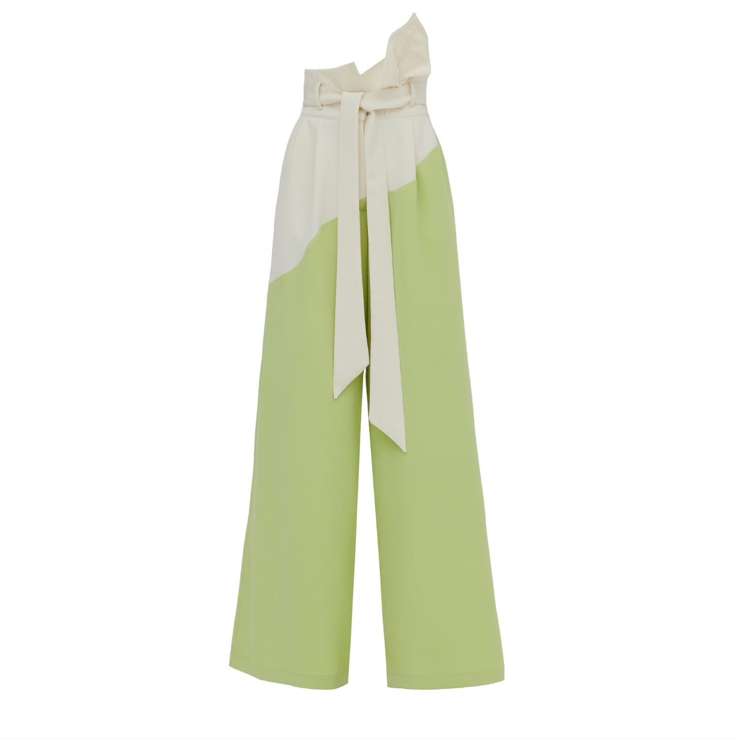 Julia Allert Women's Green High-waisted Two-tone Flare Trousers Pistachio In Green