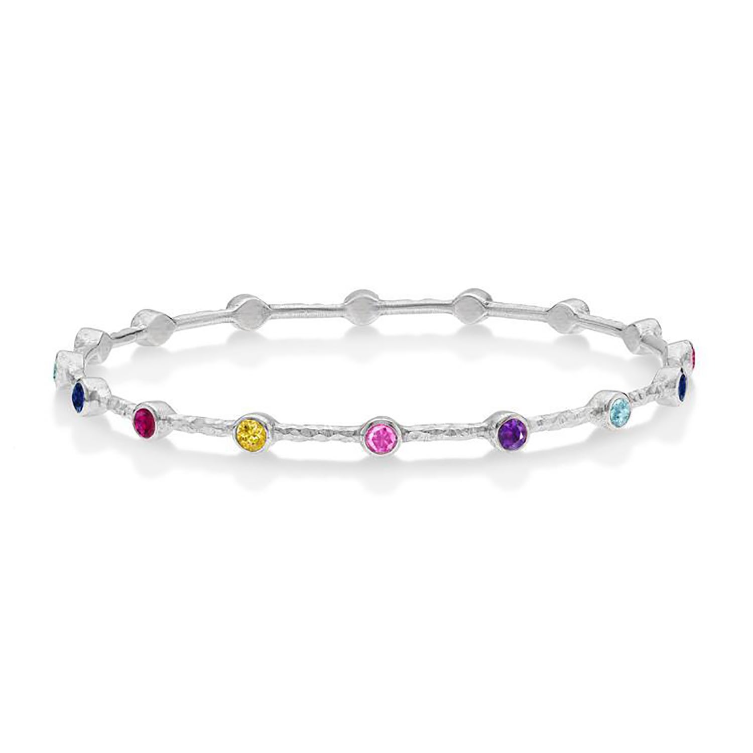 Women’s Sterling Silver Multi-Coloured Gemstone Bangle Dower & Hall