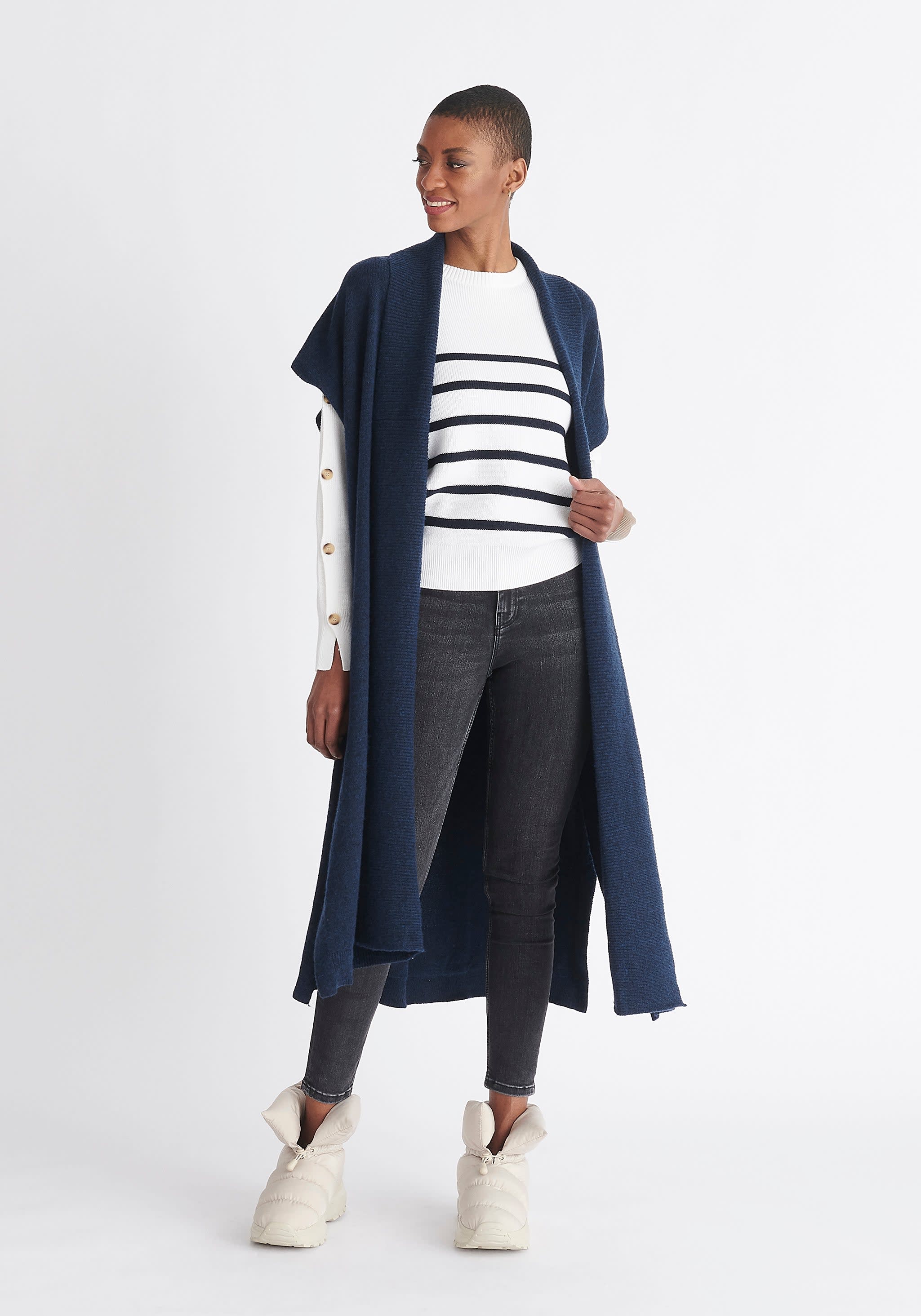 Navy blue sleeveless best sale cardigan