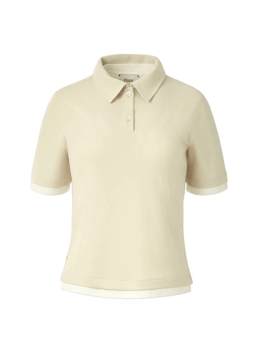 Elune Mode Women's Neutrals Waffle Top _ Sand Beige