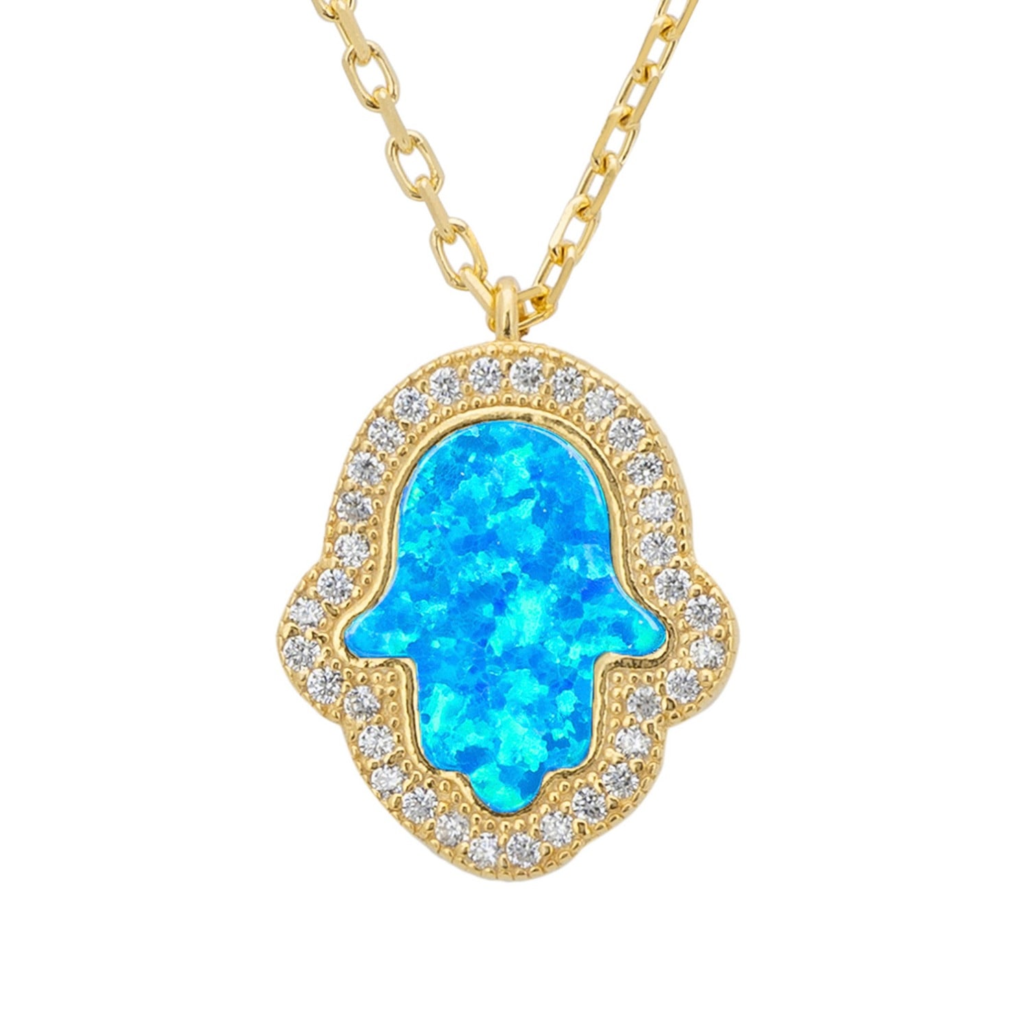 Latelita Women's Gold / Blue Hamsa Opalite Turquoise Blue Necklace Gold