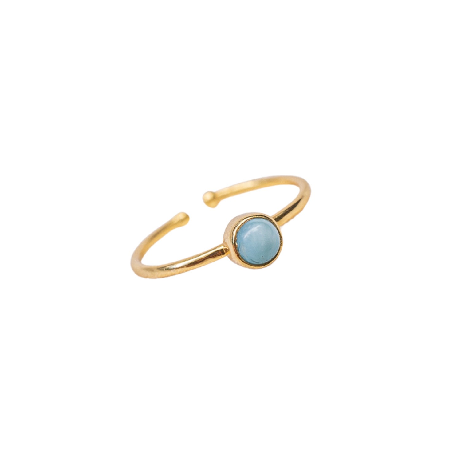 Women’s Gold / Blue Dinky Larimar Gold Vermeil Gemstone Adjustable Ring Cantik by Camilla