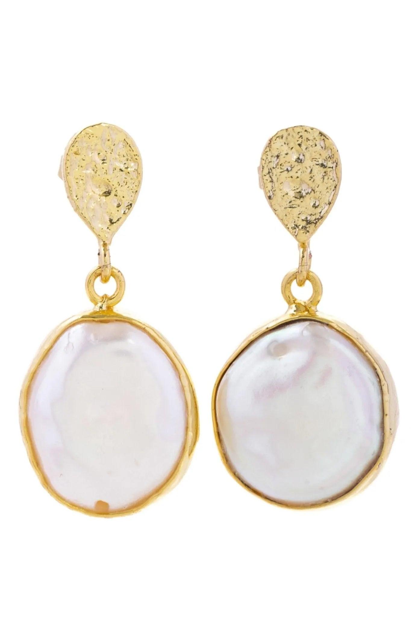 Saachi Freshwater Pearl Full Moon Dangle Earrings In Gold