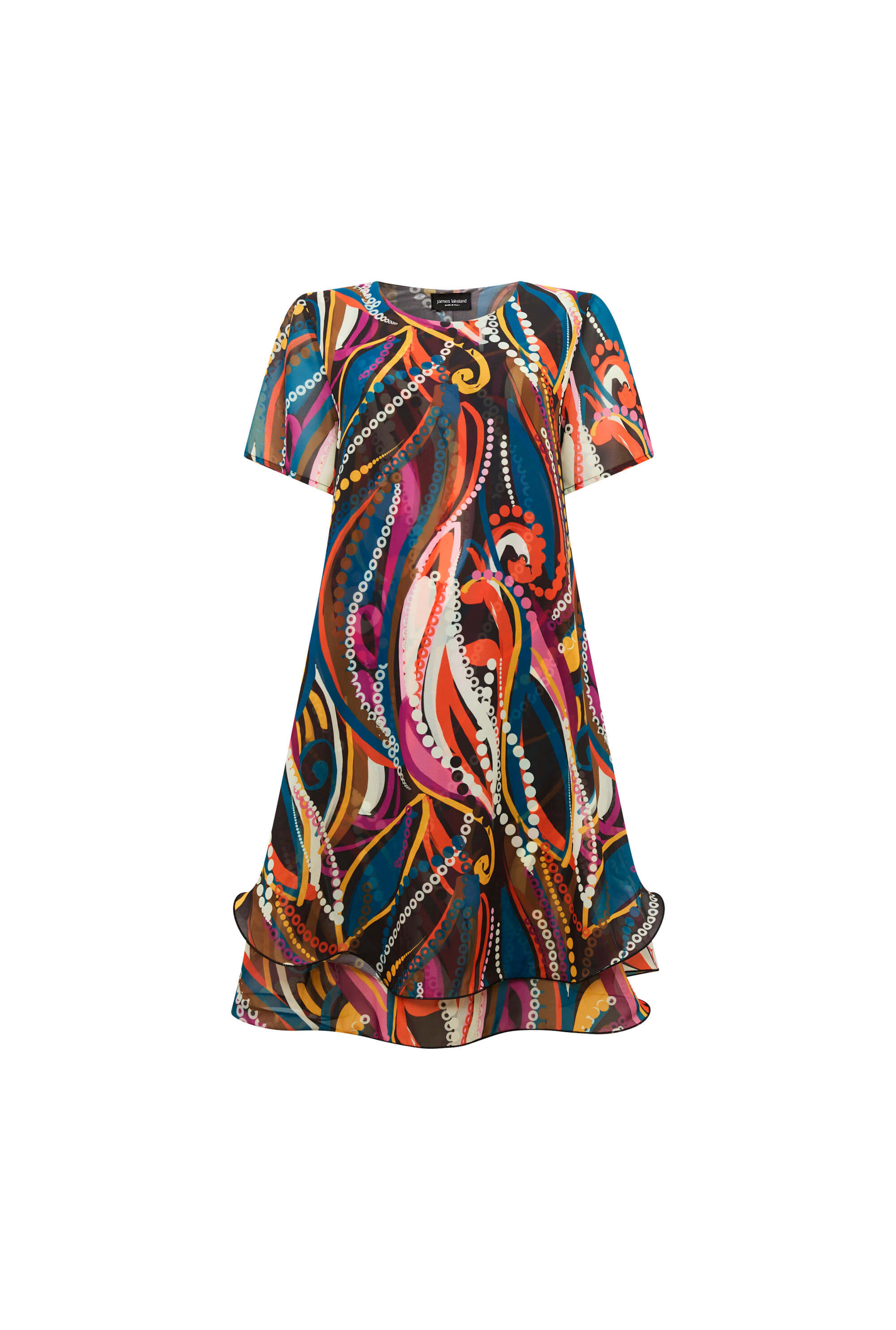 James Lakeland Women's Black Abstract Print Wave Hem Dress In Multi